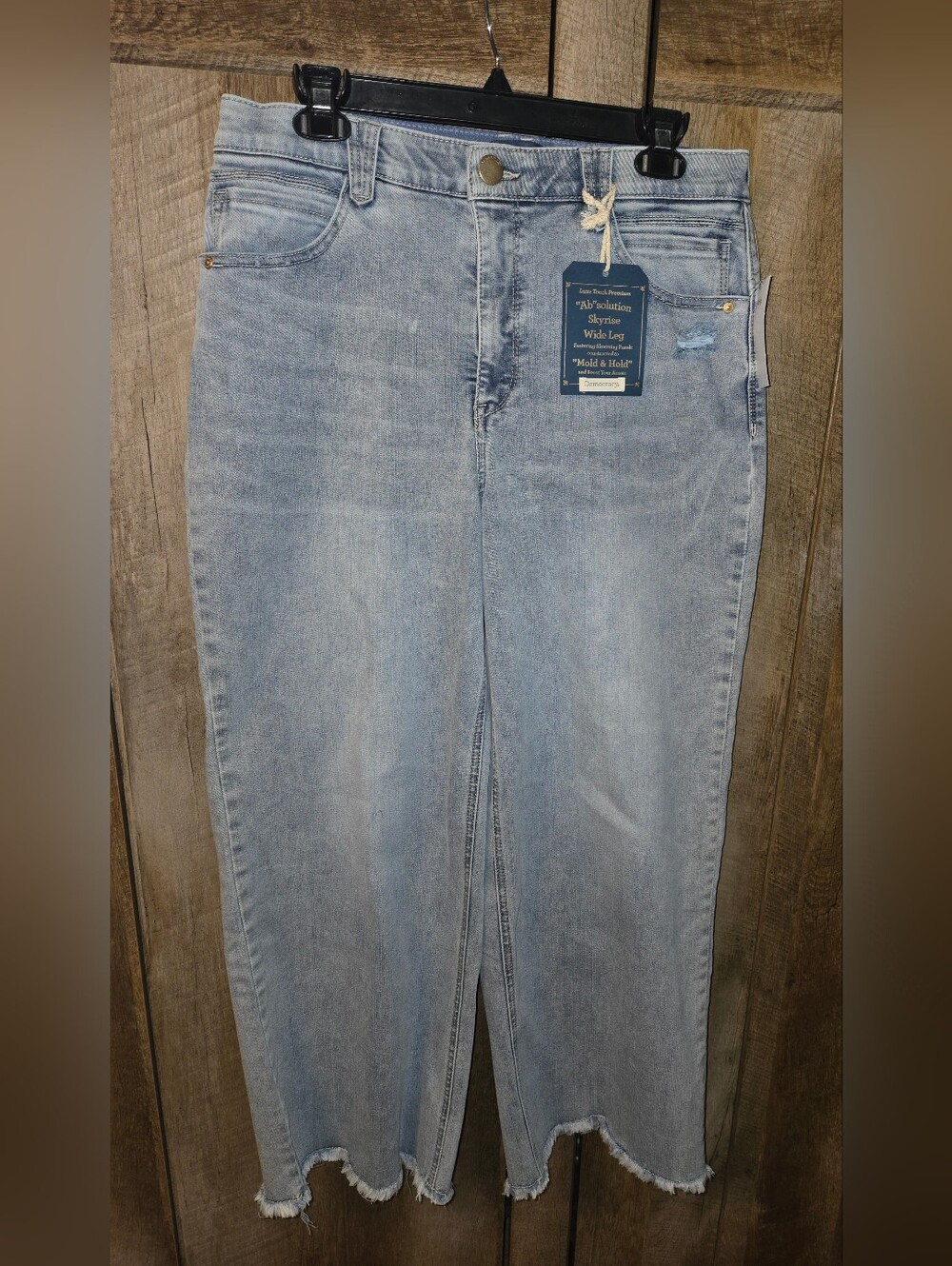 Democracy Light Blue Wide Leg Jeans with Frayed Hem 12